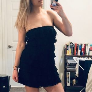 Lacy Black Strapless Mini Dress NWOT